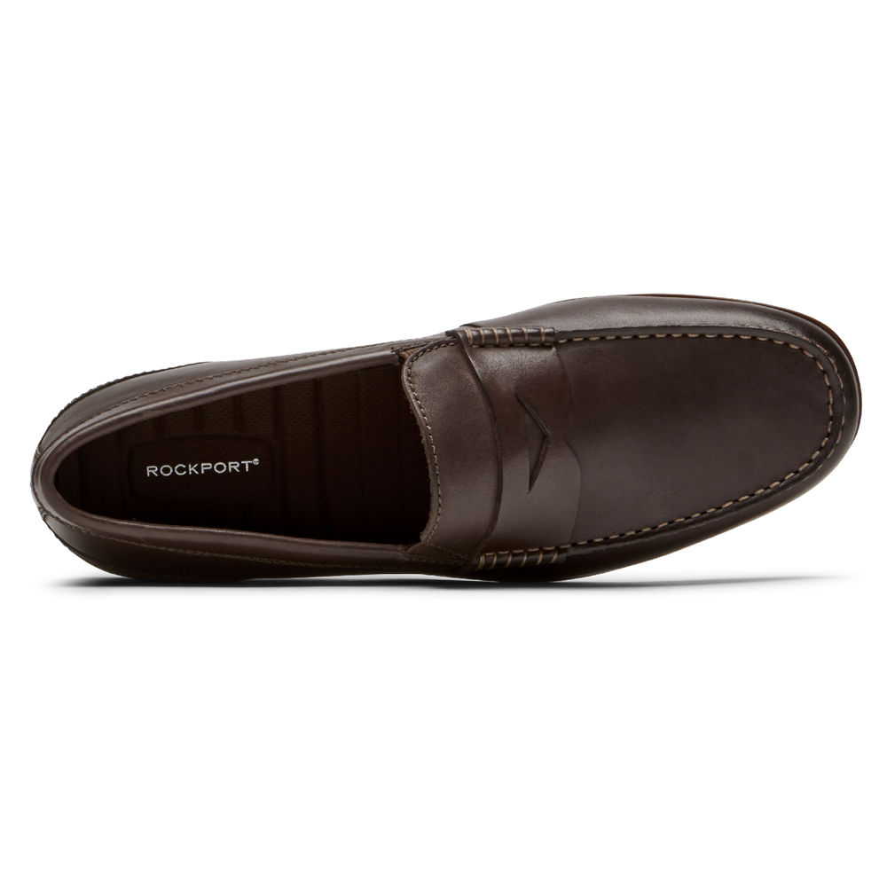 Rockport Singapore Mens Slip-On - Malcom Penny Dark Brown - XN1428759